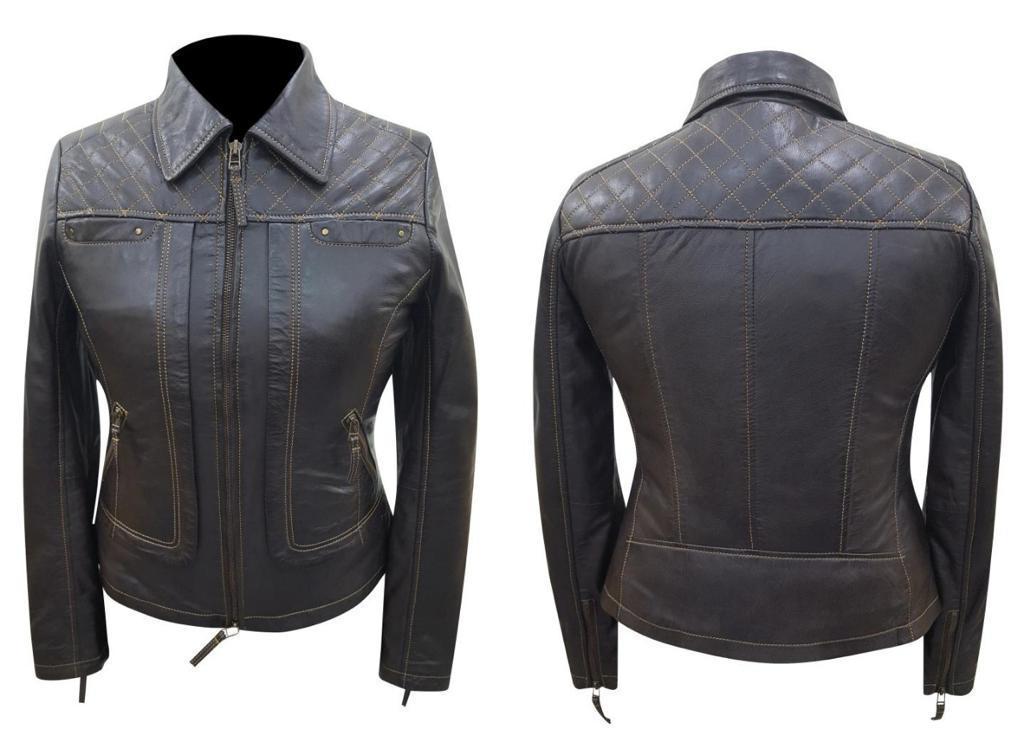 Women’s Collar Leather Jacket - Image 4